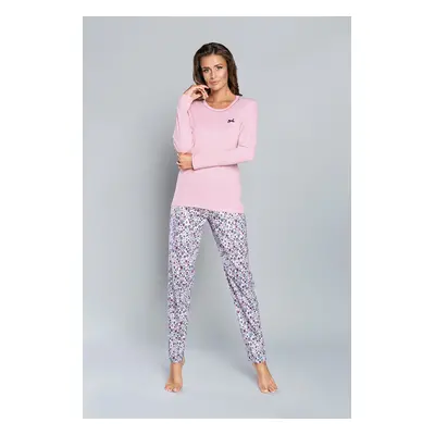 Lira women's pajamas long sleeves, long pants - pink/print