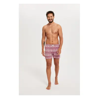 Men's boxer shorts Arctic - dark red print