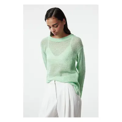 Trendyol Mint Transparent Knitwear Sweater