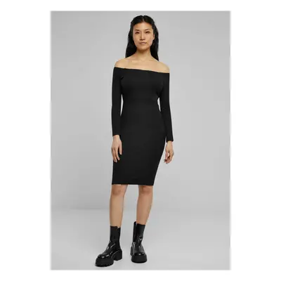 Women's dress with long sleeves and ribs black