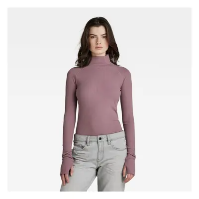 G-STAR Top - Rib mock slim l\s wmn purple