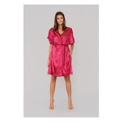 Women's dressing gown Impresja with short sleeves - burgundy