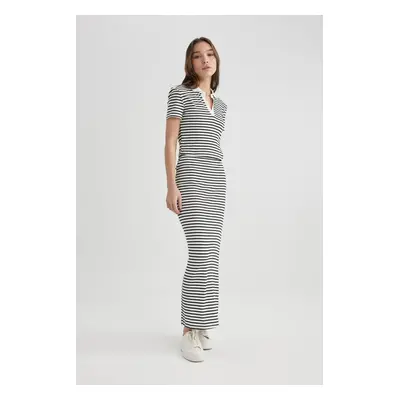 DEFACTO Fitted Ribbed Striped Camisole Maxi Skirt