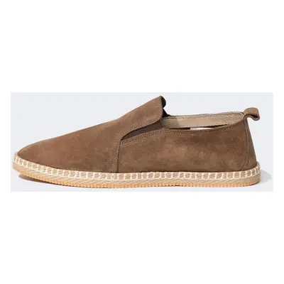 DEFACTO Men's Flat Sole Leather Suede Espadrille