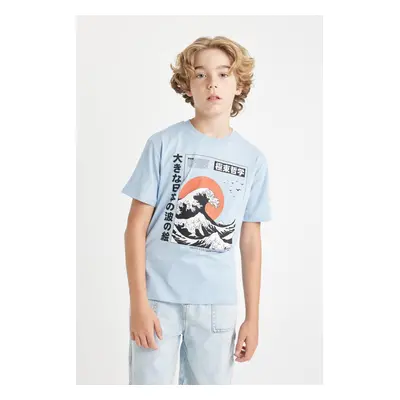 DEFACTO Boy's Crew Neck Printed Short Sleeve T-Shirt