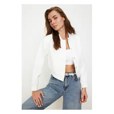 Trendyol Ecru Oversize Crop Thin Bomber Jacket