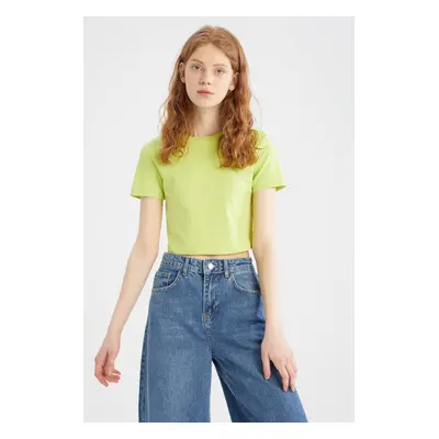 DEFACTO Cool Slim Fit Basic Short Sleeve Crop T-Shirt