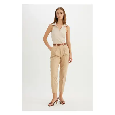 DEFACTO Carrot Fit High Waist Short Leg Gabardine Trousers