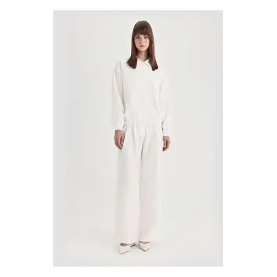 DEFACTO Wide Leg White Wide Leg Trousers