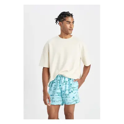 DEFACTO Patterned Mesh Lined Short Length Swim Shorts