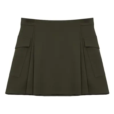 Trendyol Limited Edition Dark Khaki Pocket Mini Woven Skirt