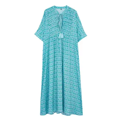 Trendyol Geometric Patterned Maxi Woven Tassel Beach Dress