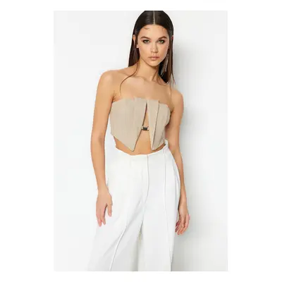 Trendyol Beige Crop Lined Accessory Woven Bustier