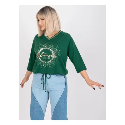 Dark green blouse in larger size with ribbing Maileen