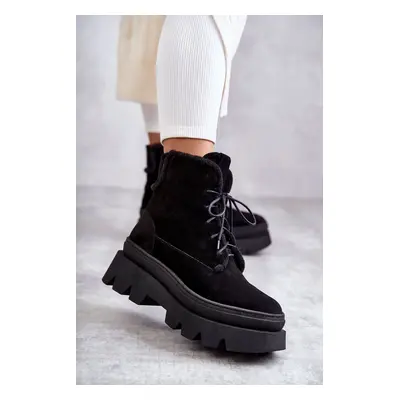 Suede warm lace-up shoes Black Elisabeth