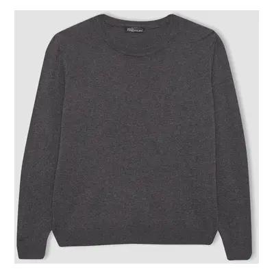 DEFACTO Regular Fit V-Neck Premium Soft Wool Textured Sweater