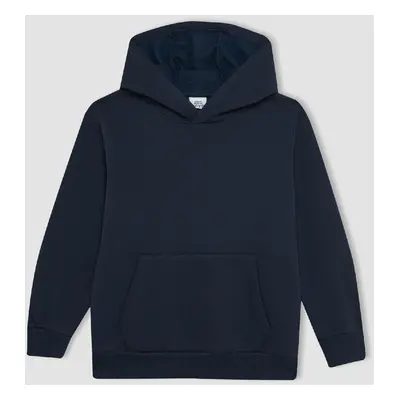 DEFACTO Boys Navy Blue Pocket Hooded Thick School Sweatshirt