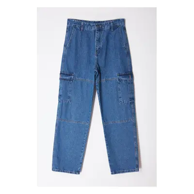 Trendyol Indigo Men's Baggy Cargo Loose Jeans