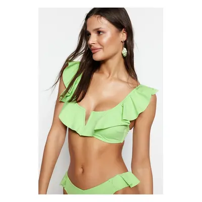 Trendyol Green Bralette Flounce Bikini Top