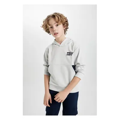 DEFACTO Boys' Hooded Printed Sweatshirt