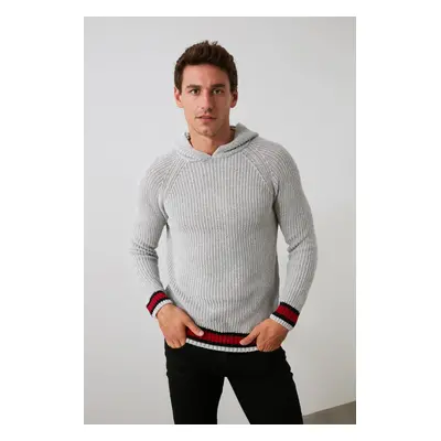 Trendyol Gray Regular Hooded Straight Knit Sweatshirt