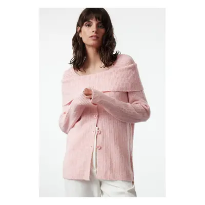 Trendyol Salmon Carmen Collar Soft Texture Knitwear Cardigan