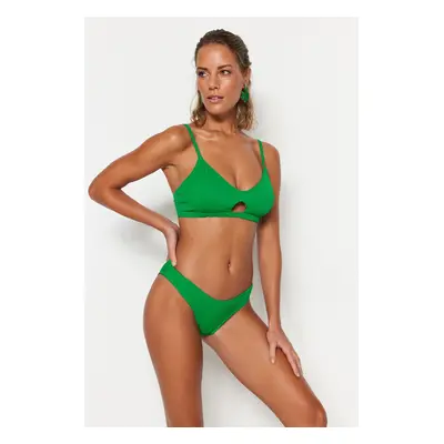 Trendyol Green Bralette kivágott / ablak texturált bikini felső