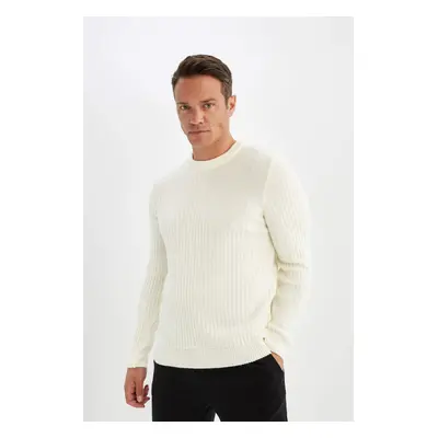 DEFACTO Standard Fit Crew Neck Waffle Sweater