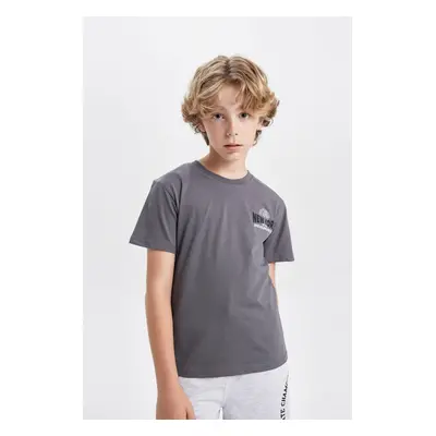 DEFACTO Boy's Crew Neck Printed Short Sleeve T-Shirt