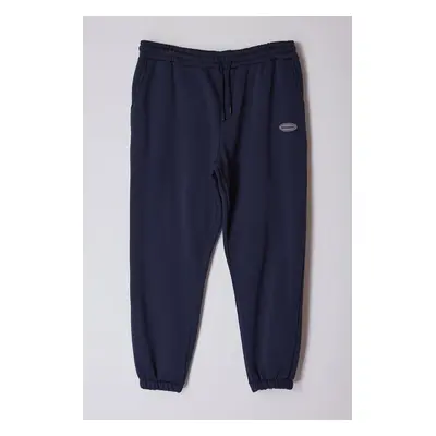 Trendyol Plus Size Navy Blue Oversize/Wide Cut Pocket Labeled Sweatpants