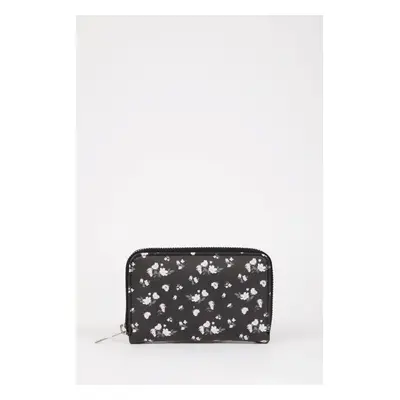 DEFACTO Women's Flower Patterned Faux Leather Wallet