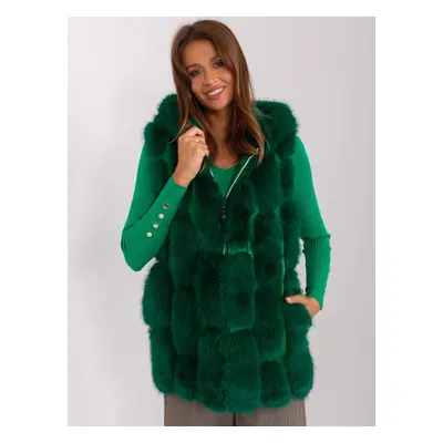 Dark green fur vest with lining