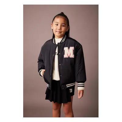 DEFACTO Girls Water Repellent Embroidered College Collar Bomber Coat