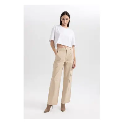 DEFACTO Cool Straight Fit Cargo Gabardine Trousers