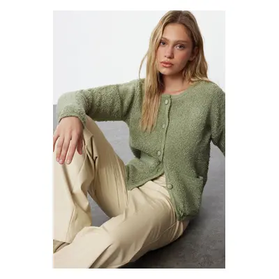 Trendyol Mint Boucle Pocket Knitwear Cardigan