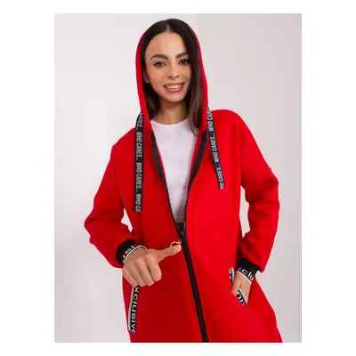 Red long sweatshirt with zipper