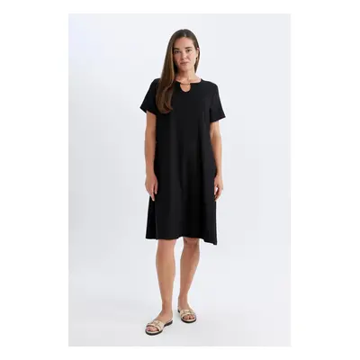 DEFACTO Regular Fit Crew Neck Wrapped Short Sleeve Dress