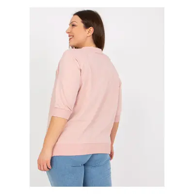 Oversized Down Pink Blouse with Rhinestones