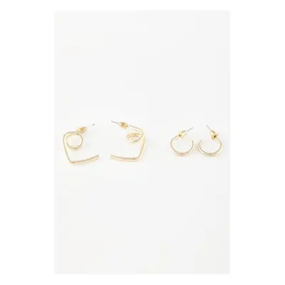 DEFACTO Women's 2-Piece Gold Earrings