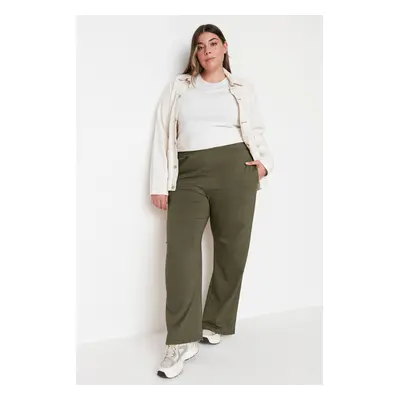 Trendyol Curve Khaki Wide Cut Thin Knitted Sweatpants