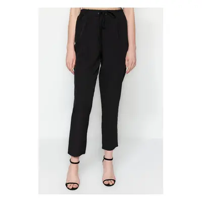 Trendyol Black Tie Detailed Jogger Slim Comb szőtt nadrág