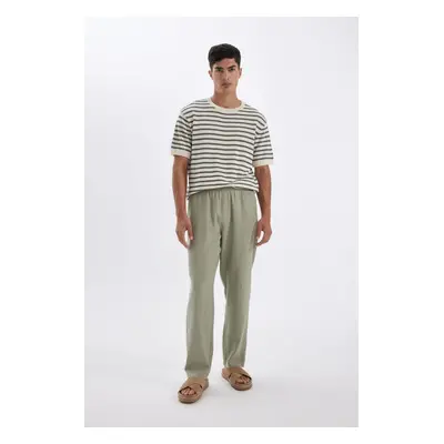 DEFACTO Relax Fit Skinny Leg Linen Blend Trousers