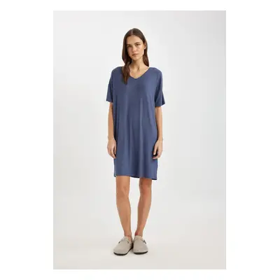 DEFACTO Fall in Love V Neck Viscose Short Sleeve Nightgown