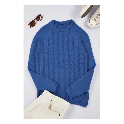 Trendyol Indigo Unisex Crew Neck Hair Knit Sweater