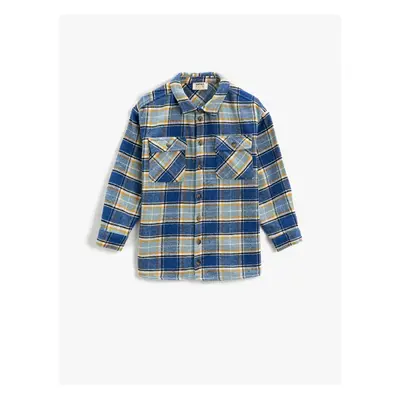 Koton Oversize Lumberjack Shirt with a flap and pockets, long sleeves and soft texture.