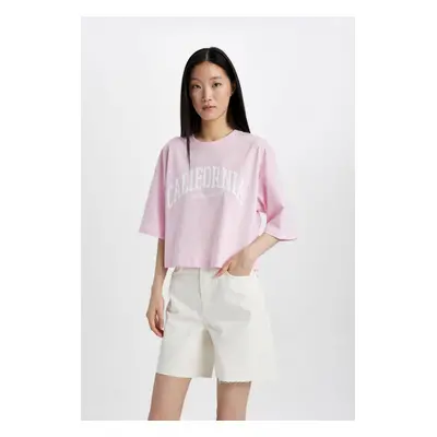 DEFACTO Oversize Fit Crew Neck Printed Short Sleeve T-Shirt