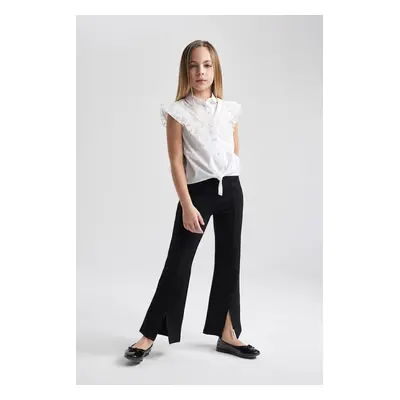 DEFACTO Girl&#39;s Black Spanish Slit Leg Trousers