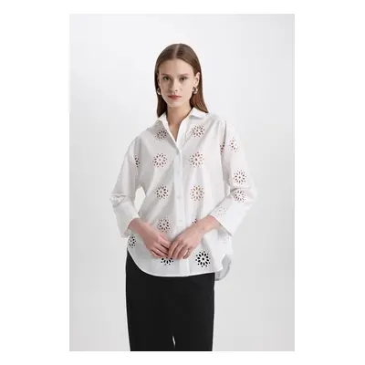 DEFACTO Oversize Fit Embroidered Long Sleeve Shirt