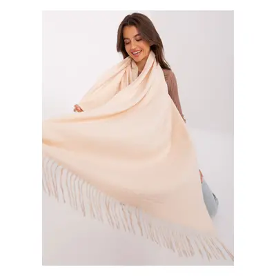 Light beige women's scarf with fringes