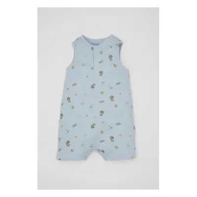 DEFACTO Baby Boy Newborn Dinosaur Printed Ribbed Camisole Sleeveless Jumpsuit